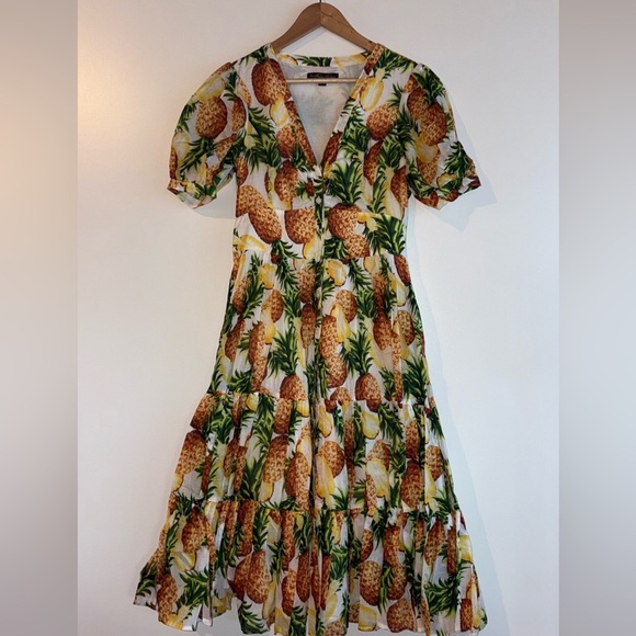 Brooks Brothers Pineapple Print Cotton Midi Dress Size 6 NEW - Picture 7 of 12